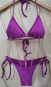 BIQUINI TOP VIES CALCINHA  VIES ROXO LUREX