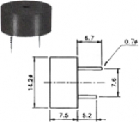 BUZZER PIEZO ELETRICO 3 A 15VDC PARA PLACA PK 12N4PEQ