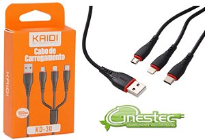 CABO 3 x 1 USB PARA MICRO USB  TYPE-C   IOS   KD 30