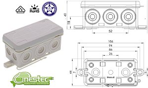 CAIXA JUNCAO KA 006 - 86X44X41mm, PP, CINZA