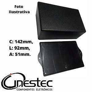 CAIXA PLASTICA - 142 (C) x 92 (L) x 51 (A) - PRETO - COM ABA