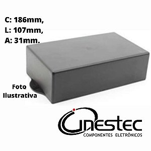 CAIXA PLASTICA 111 (C) x 70 (L) x 27 (A) - PRETO - COM ABA