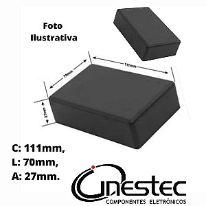 CAIXA PLASTICA 186 (C) x 107 (L) x 47 (A) - PRETA E COM ABA