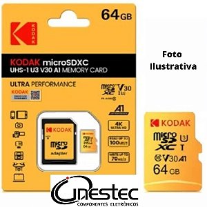 CARTAO MEMORIA MICRO SD 64GB COM ADAPTADOR SD - CLASSE 10