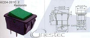 CHAVE GANGORRA GRANDE 2P 2T PULSANTE 15A  250V  KCD4-201 PULSO  VERDE