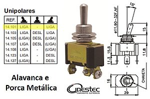 CHAVE ALAVANCA METALICA UNIPOLAR 15A 120V 10A