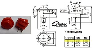 CHAVE GANGORRA INTERRUPTOR DE TECLA 2P 2T 6A 16123  M9ET8EE2S VERMELHO