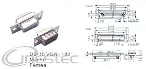 CONECTOR DB15HD VGA FEMEA SOLDA FIO