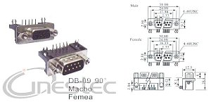 CONECTOR DB9  MACHO  PARA PLACA 90 graus