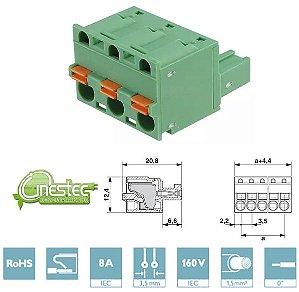 CONECTOR DE PLACA DE CIRCUITO IMPRESSO - FKC 1,5/ 3-ST - 3,5