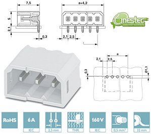 CONECTOR HEADER - PTSM 0,5/ 4-HH-2,5-THR WH R32 - MACHO