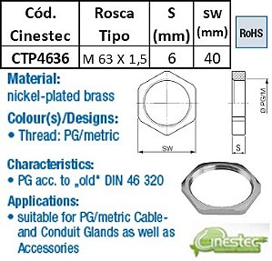 CONTRAPORCA LATAO NIQ  M 63 X 1,5  mm