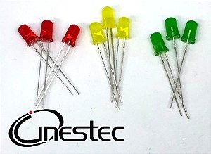 KIT DE 9 LEDS DIFUSO 5mm (3 VERMERLHO / 3 AMARELO / 3 VERDE)