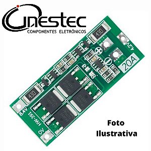 PLACA DE PROTECAO DE CARGA PARA BATERIA 18650 BMS 2S 20A