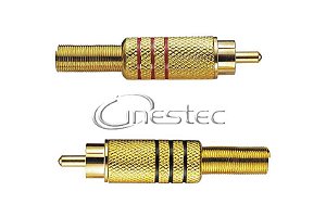 PLUG RCA METAL. OURO / GOLD MOLA 6MM  PRETO OU VERMELHO