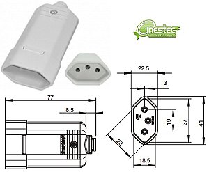 PLUGUE FEMEA 3P TMD1-3 BRANCO - 12709 - COM Prensa Cabo