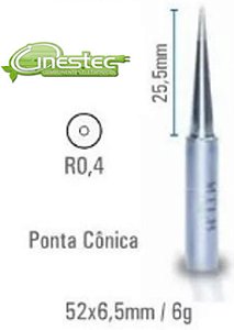 PONTA PARA ESTACAO CONICA LONGA 0,4mm - 900 HK - MTLB