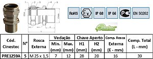 PRENSA CABO ATEX 1F LATAO NIQUEL M25 X 1,5 ROSCA LONGA COM VEDACAO