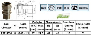 PRENSA CABO ATEX 1F LATAO NIQUEL M40 X 1,5 ROSCA LONGA COM/ VEDACAO