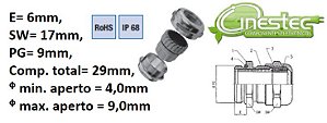 PRENSA CABO METALICO S-TEC NIQ. PG 9 (6MM) 4,0 - 9,5MM