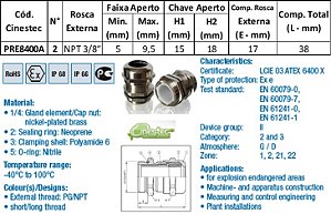 PRENSA CABO S-TEC ATEX LATAO NIQ NPT3/8 , INSERTO METALICO