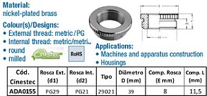 REDUTOR LATAO NIQ  PG29 para PG21  SEM O RING