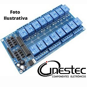 SHIELD MODULO PARA ARDUINO 16 RELES DE 5V x 10A 250V COM FOTOACOPLADOR