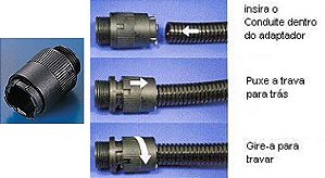 TERMINACAO RETA  ADAPTADOR PARA CORRUGADO NW10 FLEXIVEL PAQ  PG9  PRETO