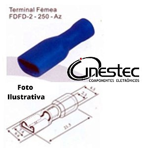 TERMINAL FASTON FEMEA TODO ISOLADO AZUL 6,3mm