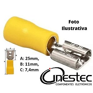 TERMINAL FASTON FEMEA PRE ISOLADO 6,3mm - AMARELO