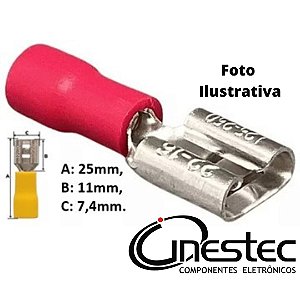 TERMINAL FASTON FEMEA PRE ISOLADO 6,3mm - VERMELHO