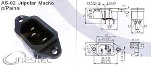 TOMADA DE FORCA TRIPOLAR PARA PAINEL  AS-02