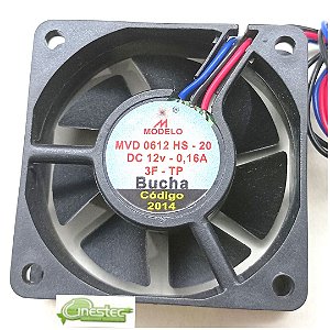 VENT. 12V 60 X 60MM X 20MM  3 FIOS CONECTOR