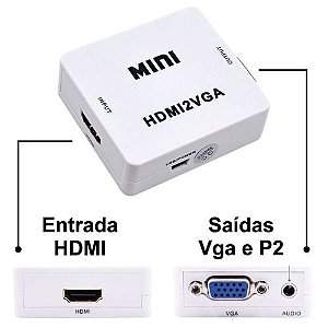 ADAPTADOR / CONVERSOR HDMI MACHO PARA VGA FEMEA AUDIO