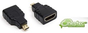 ADAPTADOR / CONVERSOR MICRO HDMI MACHO PARA HDMI FEMEA - DOURADO