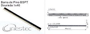 BARRA 40 PINOS  TERMINAIS FEMEA TORNEADA GOLD 1X40 1 LADO 180 graus