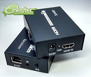 EXTENDER / EXTENSOR DE SINAL HDMI VIA CABO LAN (RJ45) COMPACTO 6