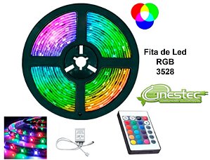 FITA DE LED / STRIP LED 3528 - RGB - IP65 - 5m - COM CONTROLE