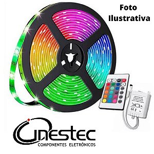 FITA DE LED / STRIP LED 5050 - RGB - 5m - COM CONTROLE E FONTE - SEM SILICONE OFERTA