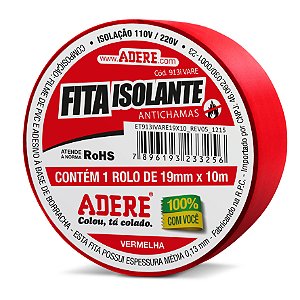 FITA ISOLANTE ANTI CHAMA 05M X 19mm X 0,13mm  VERMELHO  913I