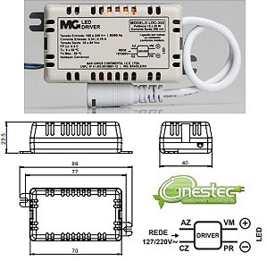 FONTE / DRIVE PARA LED  CORRENTE CONSTANTE  COM PLUGUE - 12 A 25W