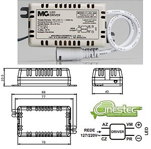 FONTE / DRIVE PARA LED  CORRENTE CONSTANTE - COM PLUGUE - 8 A 12W