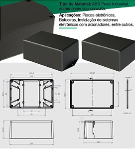 CAIXA PLASTICA PI-114 - 145 X 100 X 61MM - COM ABA