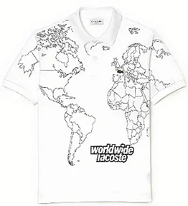 Polo Lacoste Edição World Wide Mapa Original