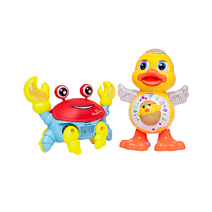 Kit Brinquedo Pato Dançante E Caranguejo Fujão