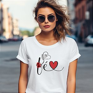 Camisetas personalizadas com imagem "FÉ" com impressão de alta qualidade nos tamanhos P, M, G, GG e XG