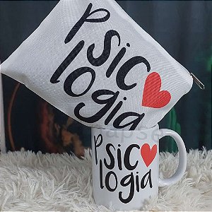 CANECA PERSONALIZADA com capacidade para 325ml + NECESSAIRE para guardar seu pequenos pertences como, celular, canetas, maquiagem etc..