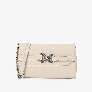 Bolsa Clutch em Couro/ Off White/ Jorge Bischoff