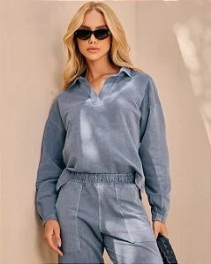 Blusa Polo Malha Marinho/ Murau