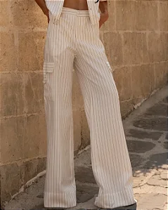 Calça Alfaiataria Stripes/ Off White/ Murau